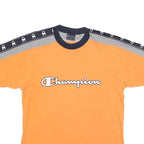 CHAMPION Mens Orange Navy Blue Graphic T-Shirt M Short Sleeve Crew Neck Branded
