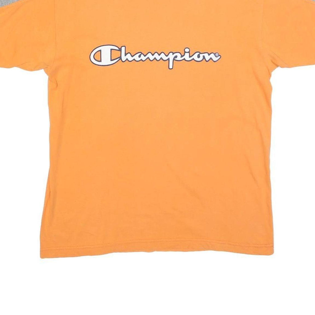 CHAMPION Mens Orange Navy Blue Graphic T-Shirt M Short Sleeve Crew Neck Branded