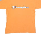 CHAMPION Mens Orange Navy Blue Graphic T-Shirt M Short Sleeve Crew Neck Branded