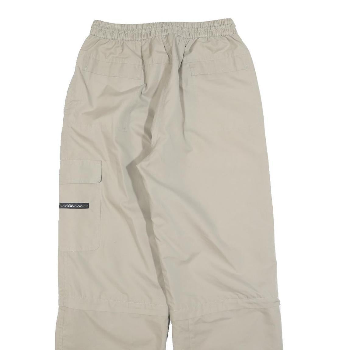 Beige Womens Relaxed Trousers W28 L30 Polyester Zip Pocket Casual Relaxed Fit