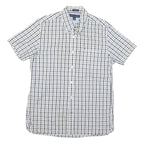 TOMMY HILFIGER Mens White & Black Check Shirt M Cotton Blend Classic Fit Button