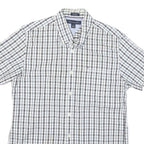 TOMMY HILFIGER Mens White & Black Check Shirt M Cotton Blend Classic Fit Button