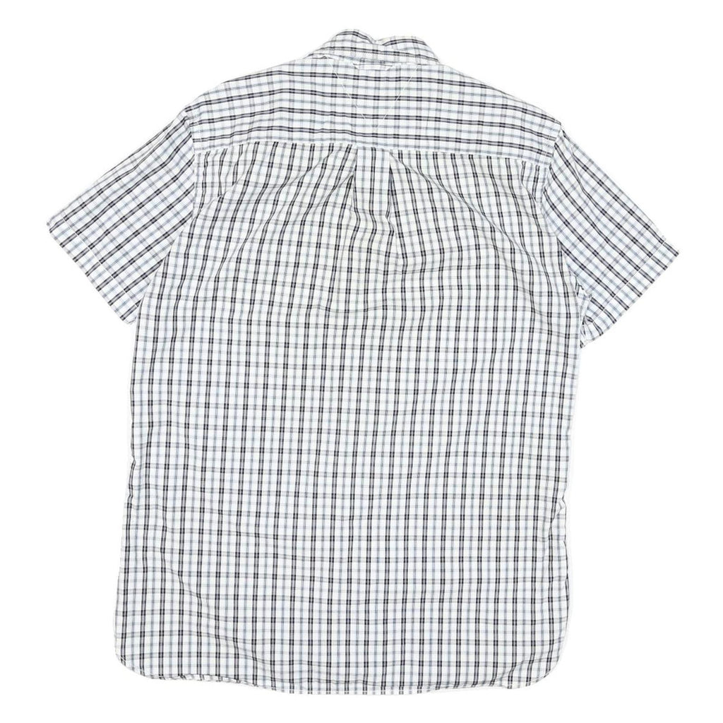 TOMMY HILFIGER Mens White & Black Check Shirt M Cotton Blend Classic Fit Button