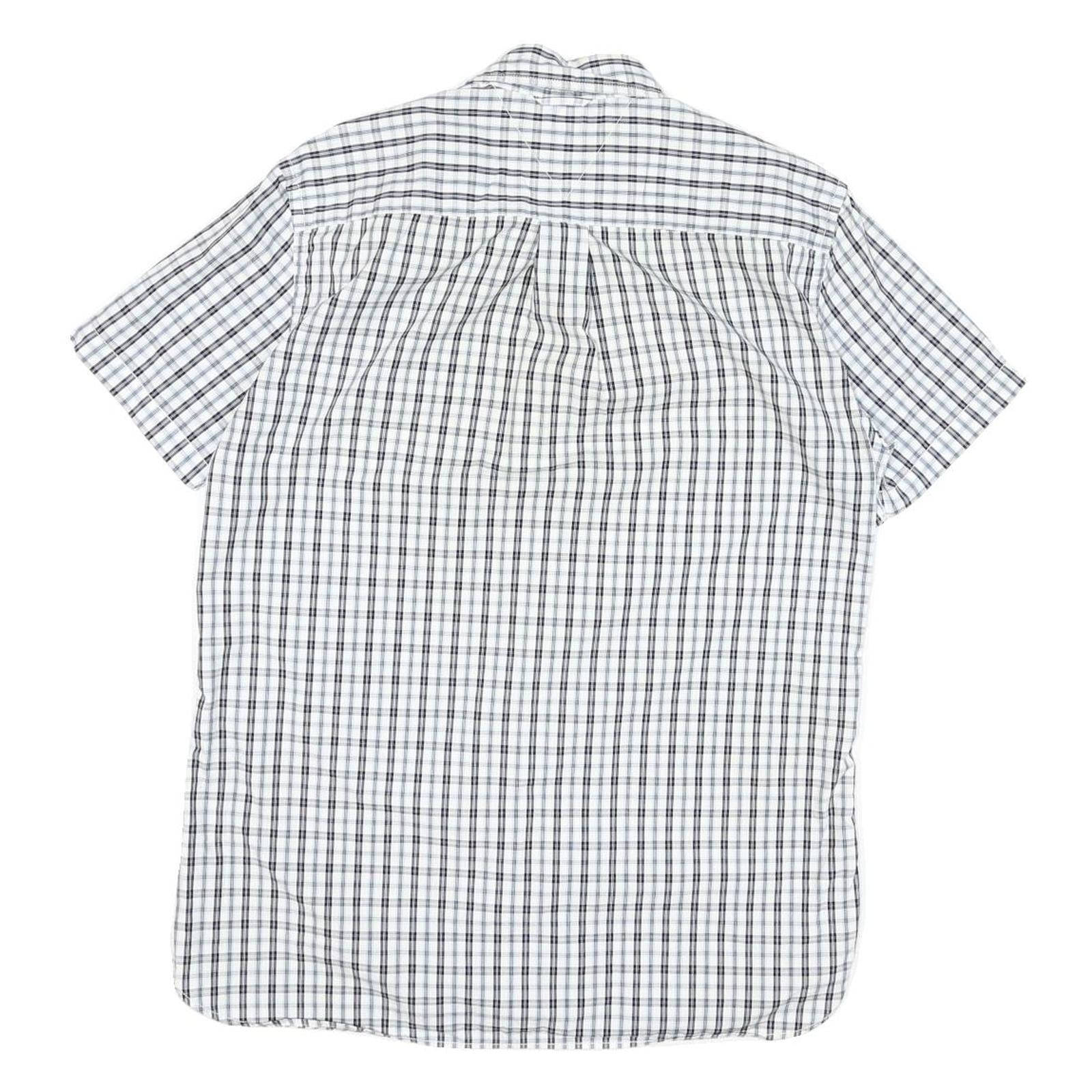 TOMMY HILFIGER Mens White & Black Check Shirt M Cotton Blend Classic Fit Button
