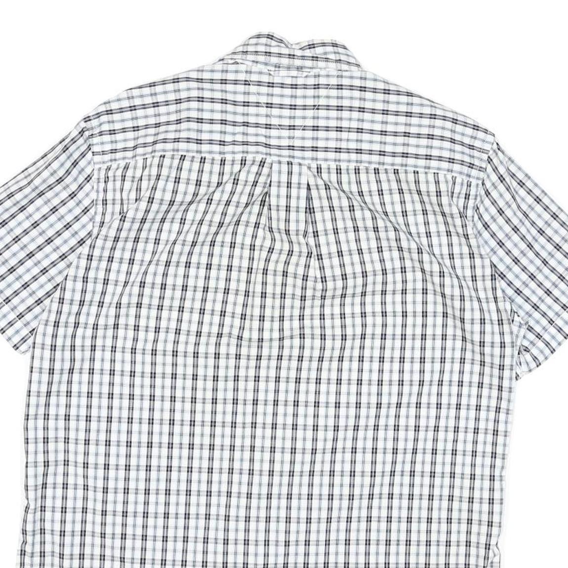 TOMMY HILFIGER Mens White & Black Check Shirt M Cotton Blend Classic Fit Button