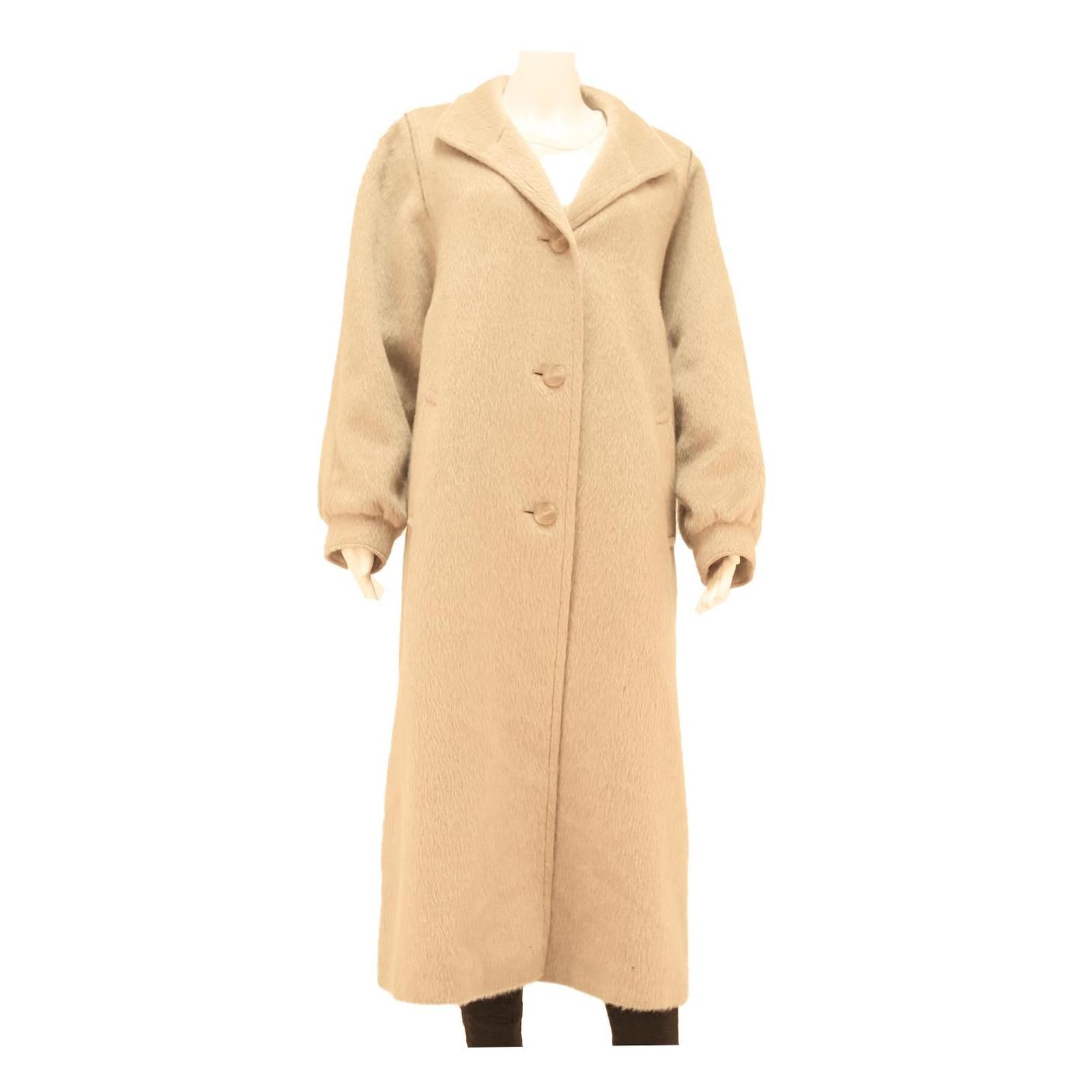 YOUR SIXTH SENCE Womens Beige Long Button Cotton Blend Classic Jacket L