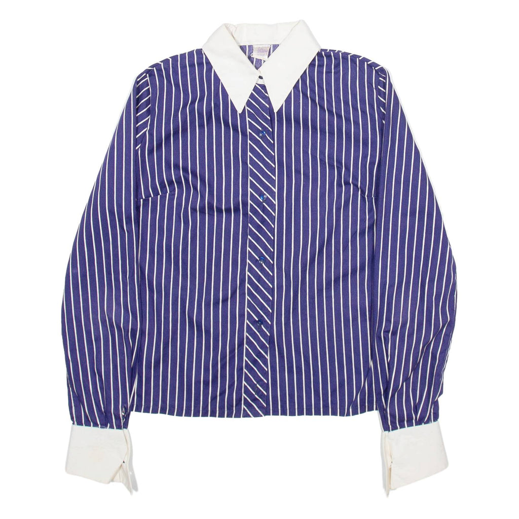 BELTONY Womens Shirt Blue 90s Striped Long Sleeve S