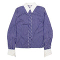 BELTONY Womens Shirt Blue 90s Striped Long Sleeve S