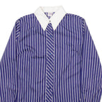BELTONY Womens Shirt Blue 90s Striped Long Sleeve S