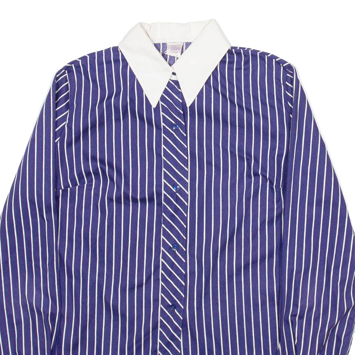BELTONY Womens Shirt Blue 90s Striped Long Sleeve S