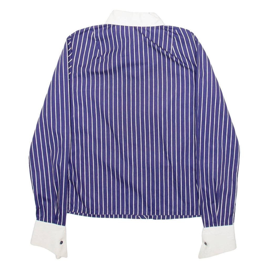 BELTONY Womens Shirt Blue 90s Striped Long Sleeve S