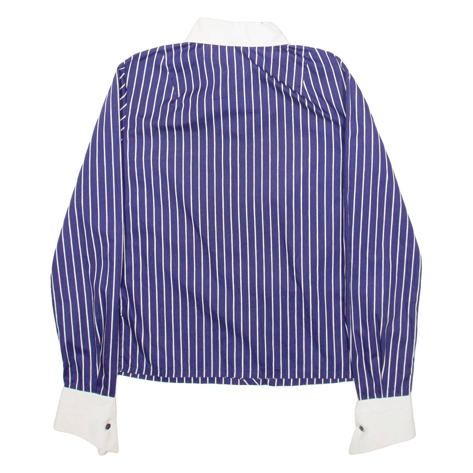 BELTONY Womens Shirt Blue 90s Striped Long Sleeve S
