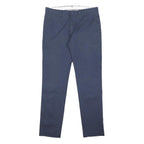 LACOSTE Mens Cotton Blend Navy Slim Straight Trousers W33 L31 Classic Casual