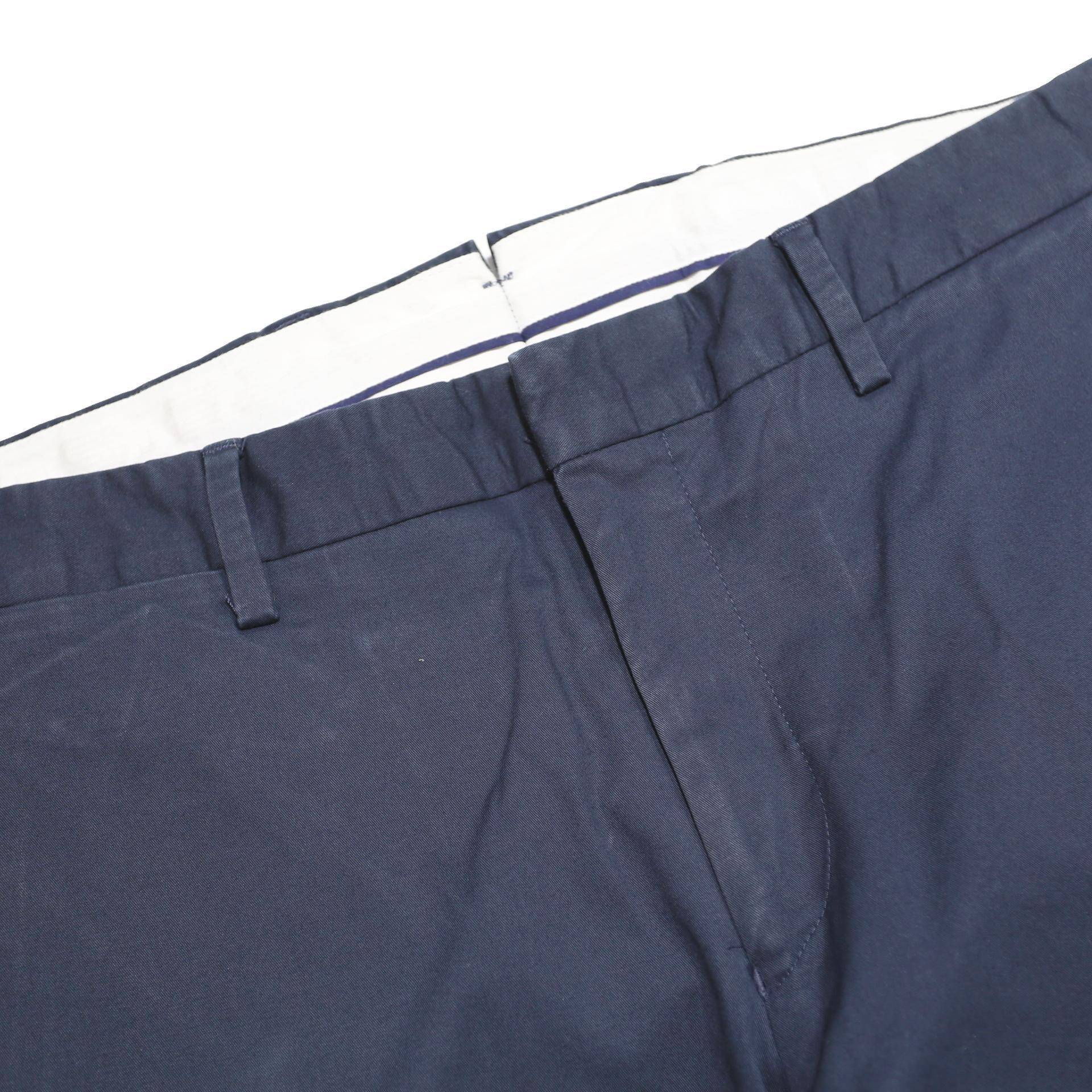 LACOSTE Mens Cotton Blend Navy Slim Straight Trousers W33 L31 Classic Casual