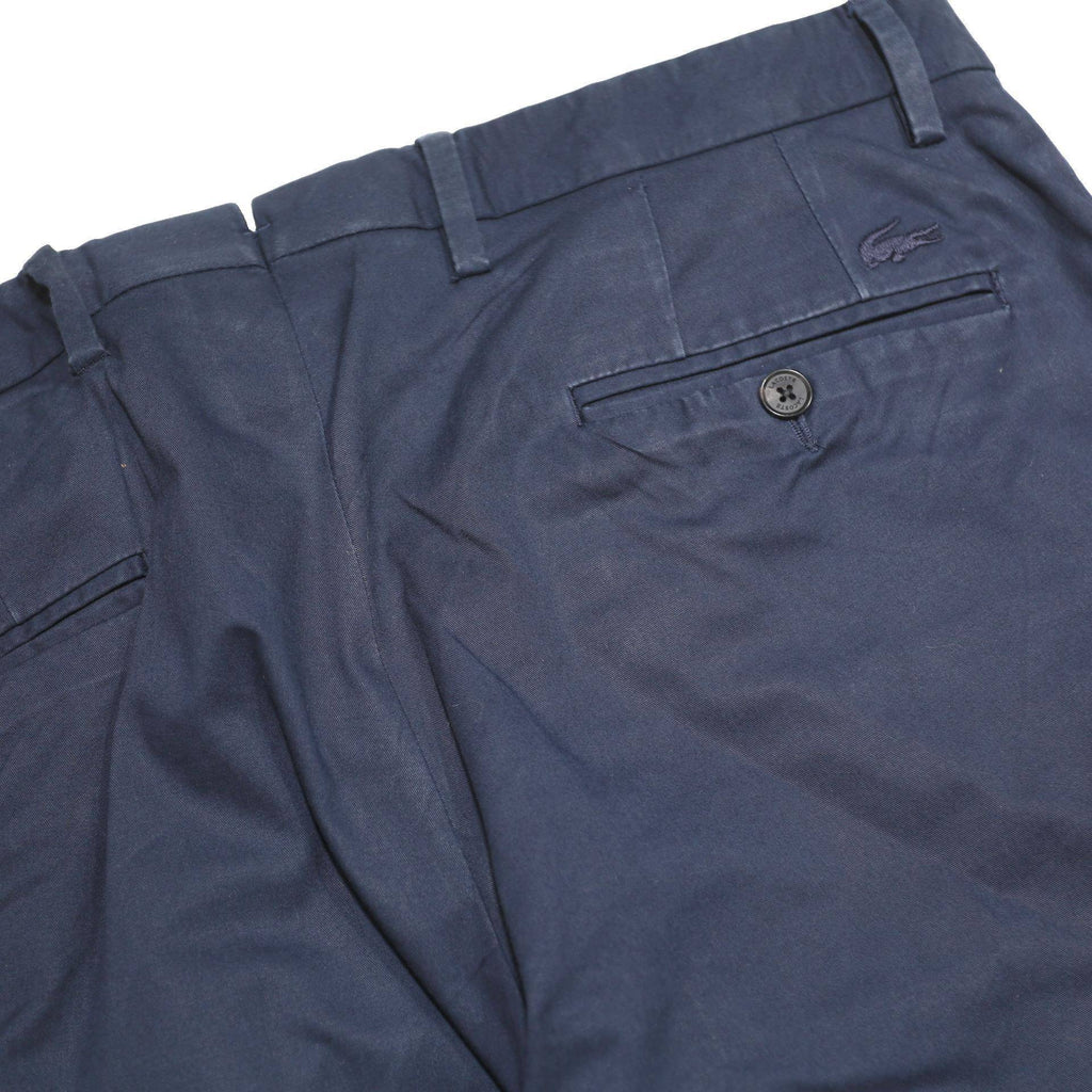 LACOSTE Mens Cotton Blend Navy Slim Straight Trousers W33 L31 Classic Casual