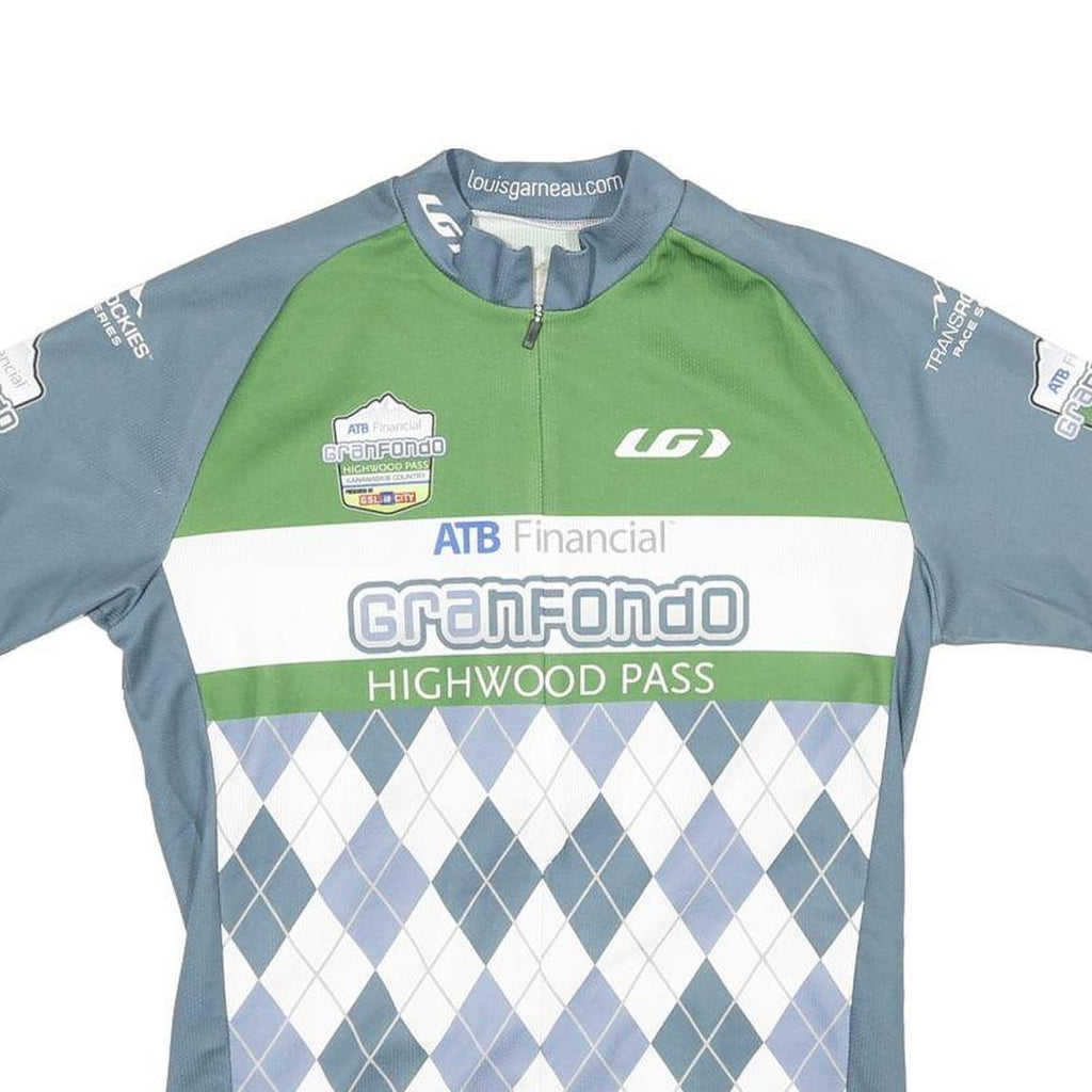 Mens Blue & Green Graphic Sports Cycling Jersey M Short Sleeve Round Neck