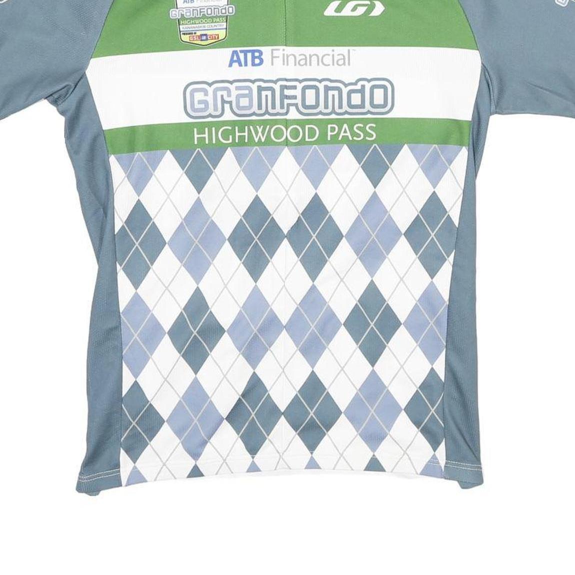 Mens Blue & Green Graphic Sports Cycling Jersey M Short Sleeve Round Neck