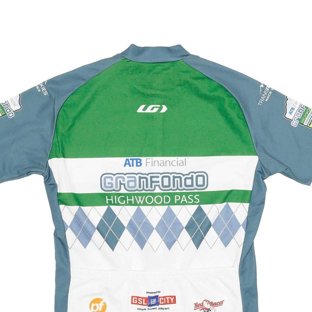 Mens Blue & Green Graphic Sports Cycling Jersey M Short Sleeve Round Neck