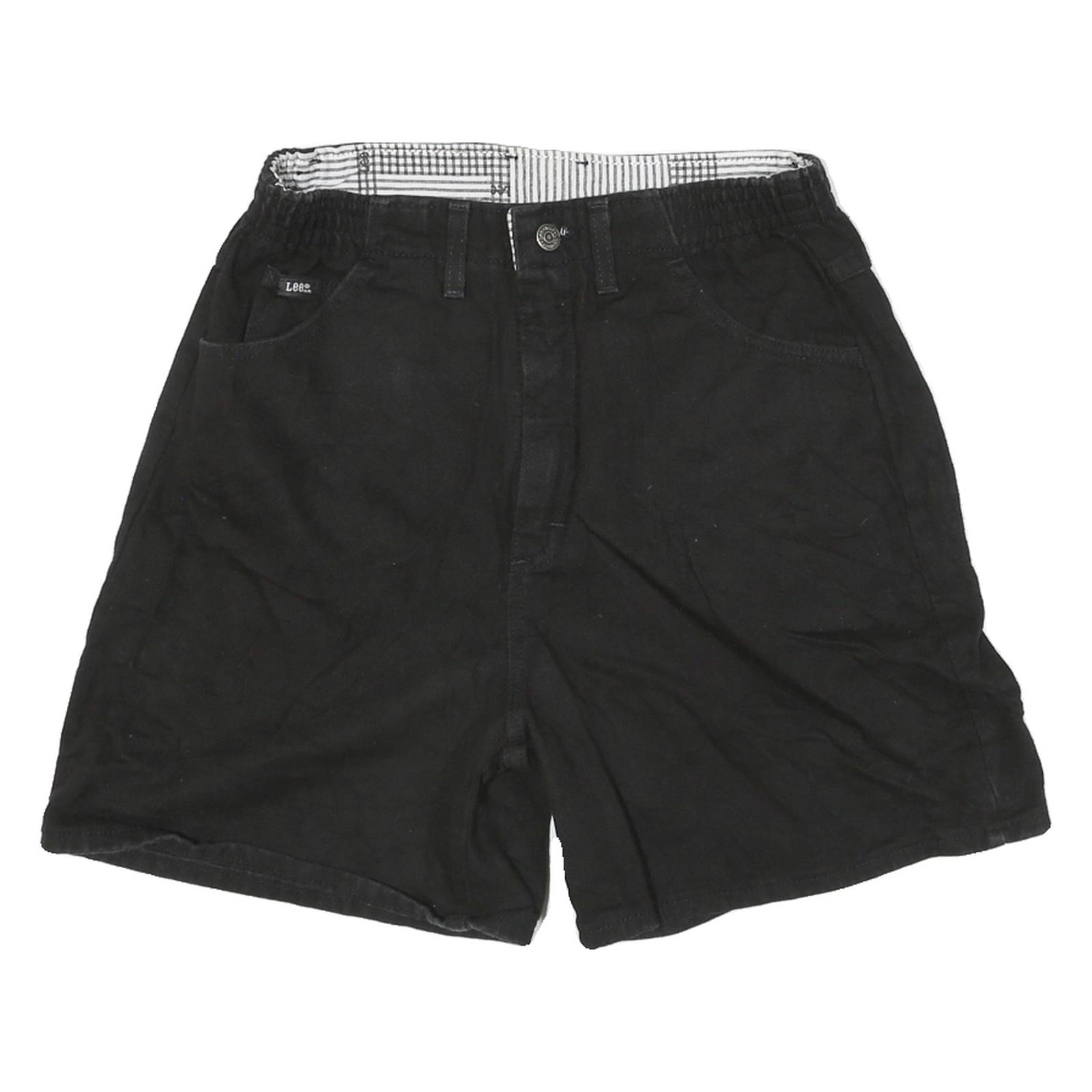 LEE Mens Black Casual Shorts M W30 Elastic Waist Cotton Blend Comfort