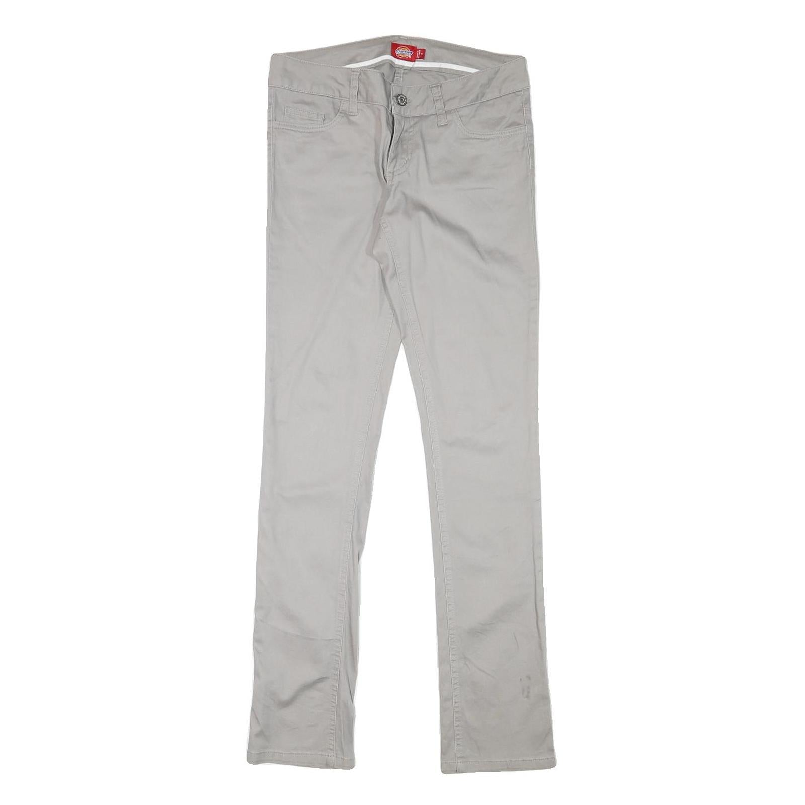 DICKIES Womens Cotton Blend Slim Beige Trousers W28 L31 Zip Plain Pockets