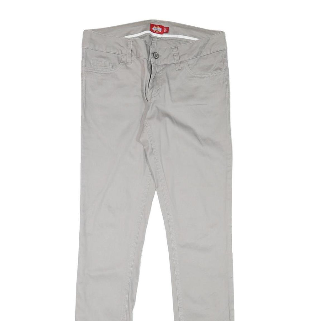 DICKIES Womens Cotton Blend Slim Beige Trousers W28 L31 Zip Plain Pockets