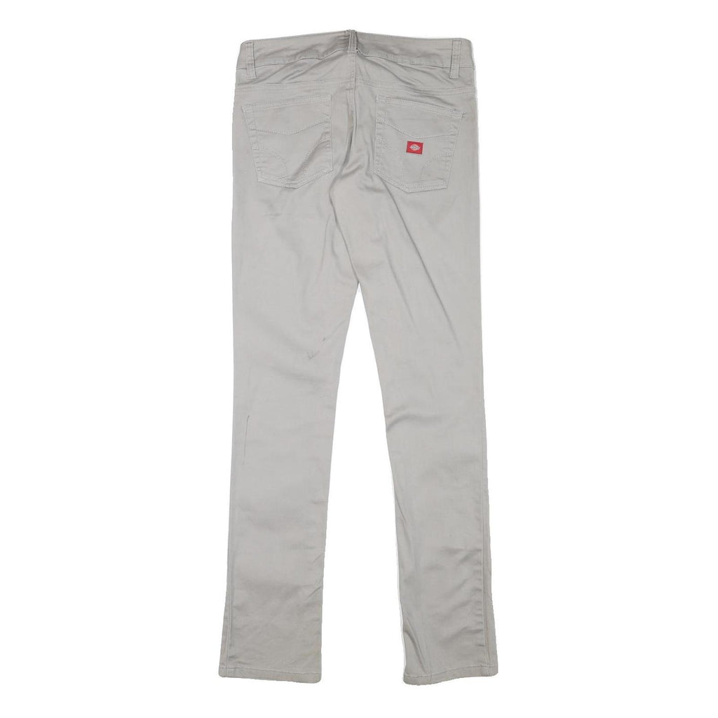 DICKIES Womens Cotton Blend Slim Beige Trousers W28 L31 Zip Plain Pockets