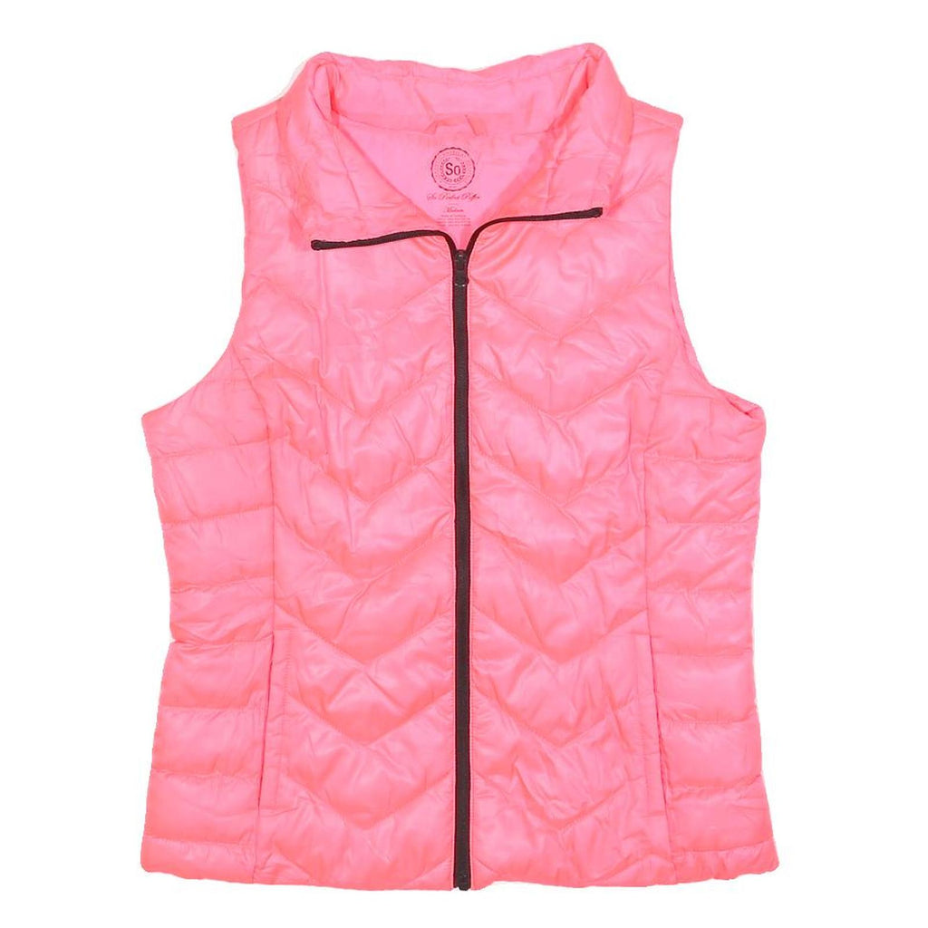 SO PERFECT Womens Pink Sleeveless Quilted Jacket M Polyester Zip Padded Vest