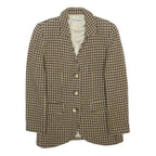 EMPORIO ARMANI Womens Brown Beige Houndstooth Button Jacket M Wool Blend Classic