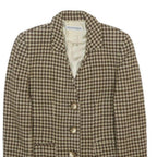 EMPORIO ARMANI Womens Brown Beige Houndstooth Button Jacket M Wool Blend Classic