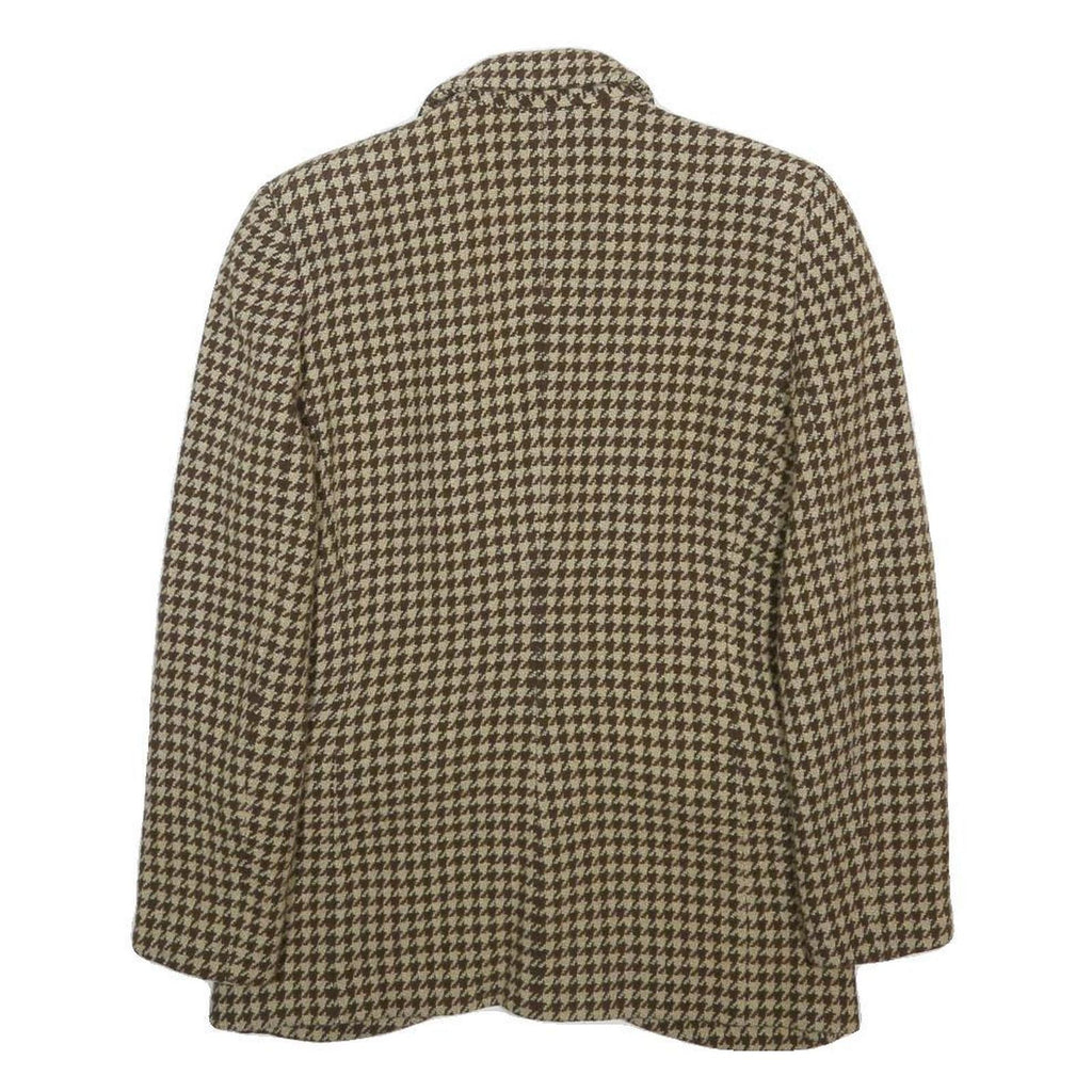 EMPORIO ARMANI Womens Brown Beige Houndstooth Button Jacket M Wool Blend Classic