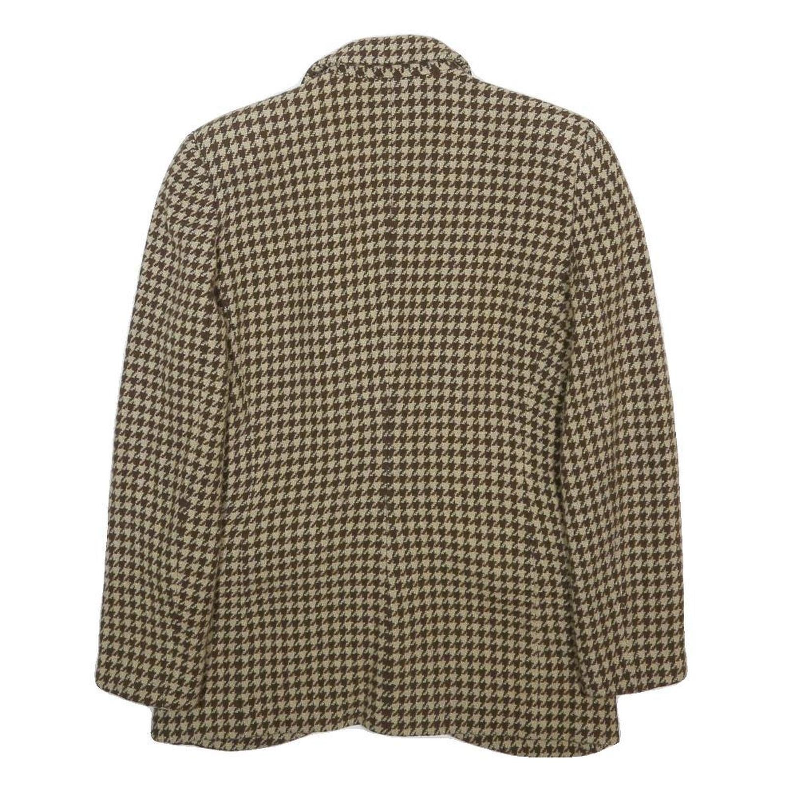 EMPORIO ARMANI Womens Brown Beige Houndstooth Button Jacket M Wool Blend Classic