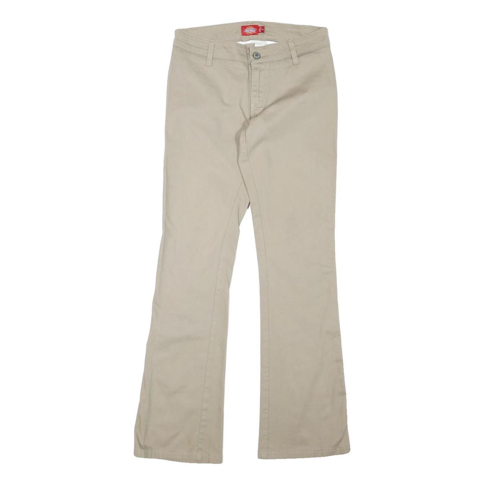 DICKIES Womens Regular Beige Cotton Blend Trousers W28 L30 Zip Closure