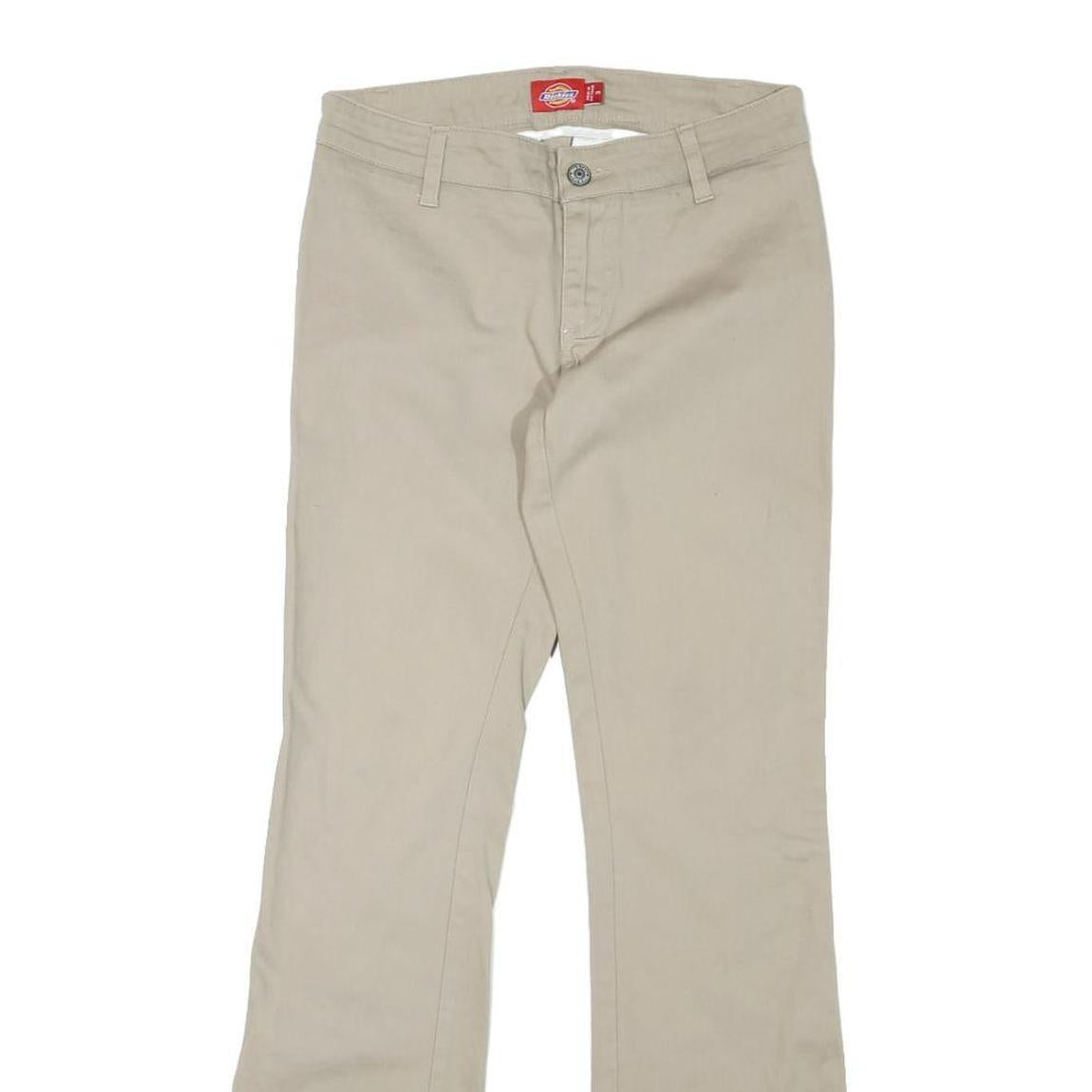 DICKIES Womens Regular Beige Cotton Blend Trousers W28 L30 Zip Closure