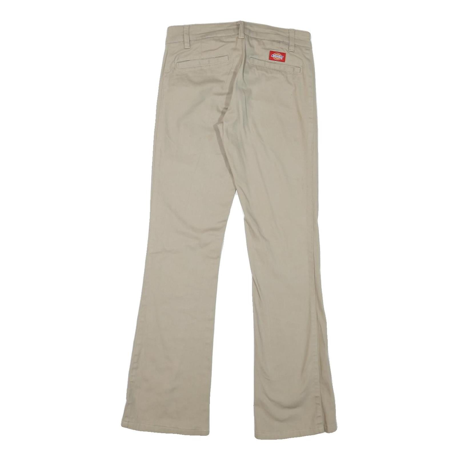 DICKIES Womens Regular Beige Cotton Blend Trousers W28 L30 Zip Closure