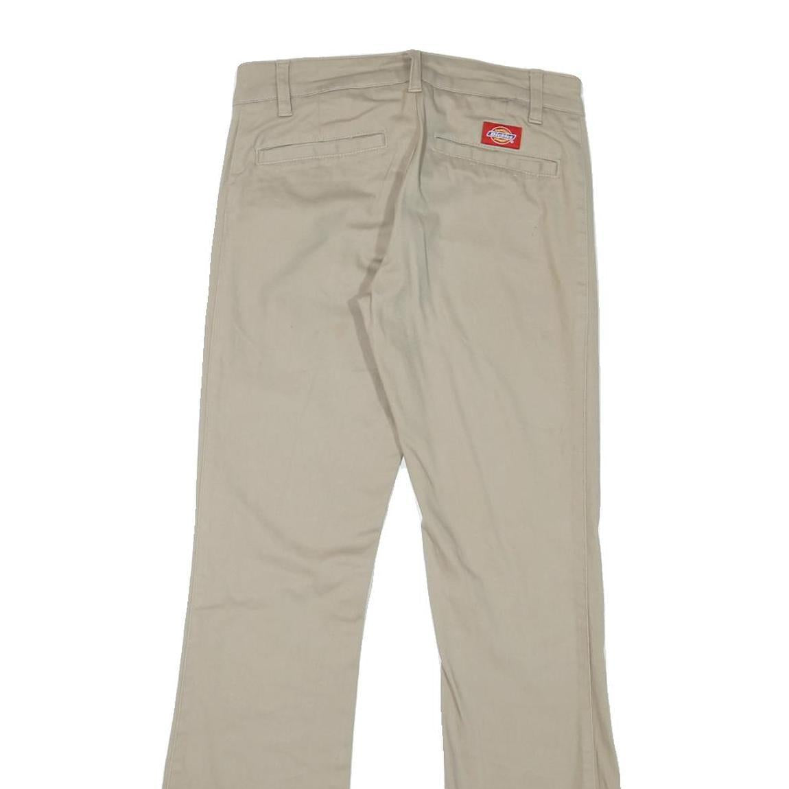 DICKIES Womens Regular Beige Cotton Blend Trousers W28 L30 Zip Closure