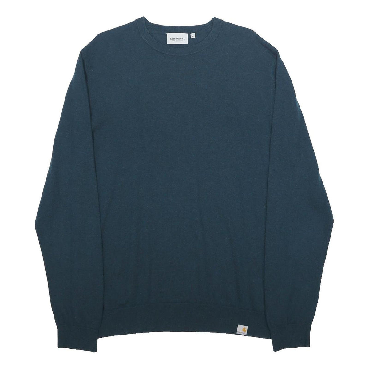 CARHARTT WIP Mens Blue Plain Jumper Crew Neck Basic Knit M Casual Warm Wool