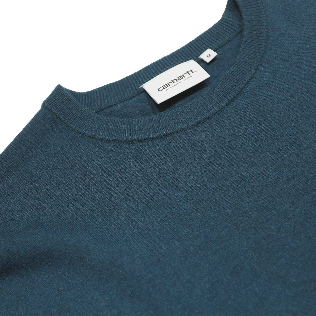 CARHARTT WIP Mens Blue Plain Jumper Crew Neck Basic Knit M Casual Warm Wool