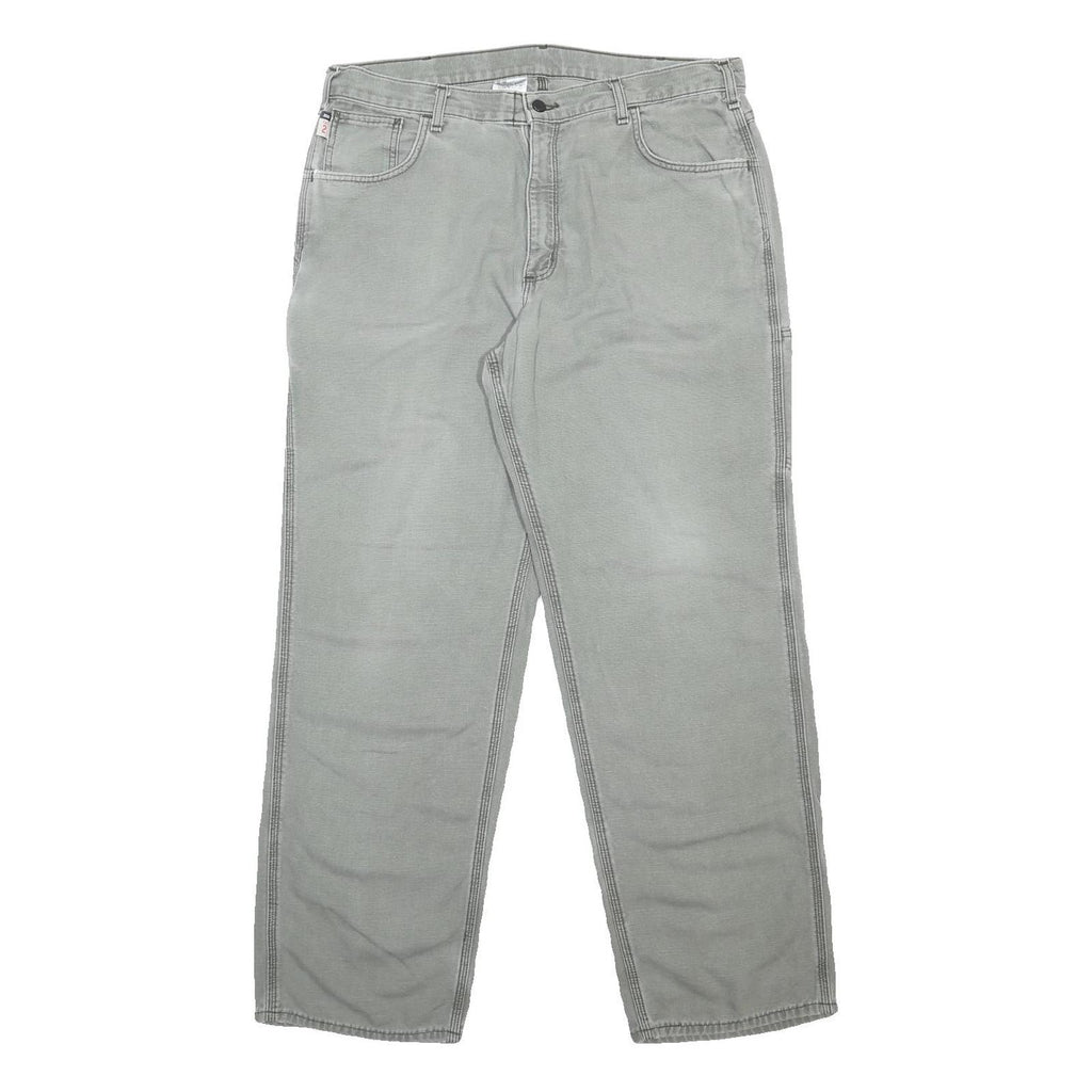 CARHARTT Mens Cotton Blend Relaxed Straight Trousers Grey W38 L32 Workwear