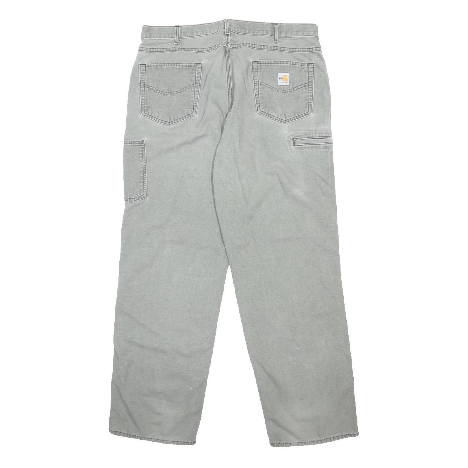 CARHARTT Mens Cotton Blend Relaxed Straight Trousers Grey W38 L32 Workwear