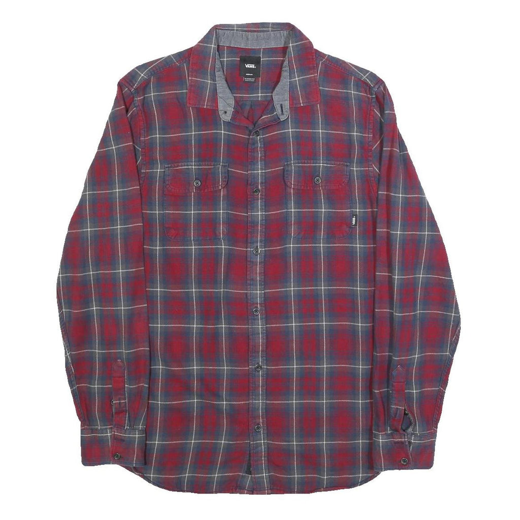 VANS Mens Red & Blue Check Shirt M Casual Button Up Cotton Long Sleeve