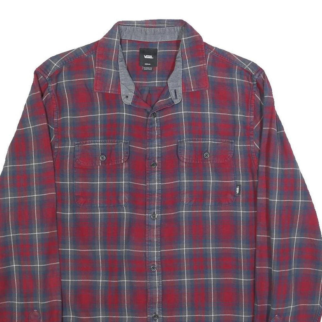 VANS Mens Red & Blue Check Shirt M Casual Button Up Cotton Long Sleeve