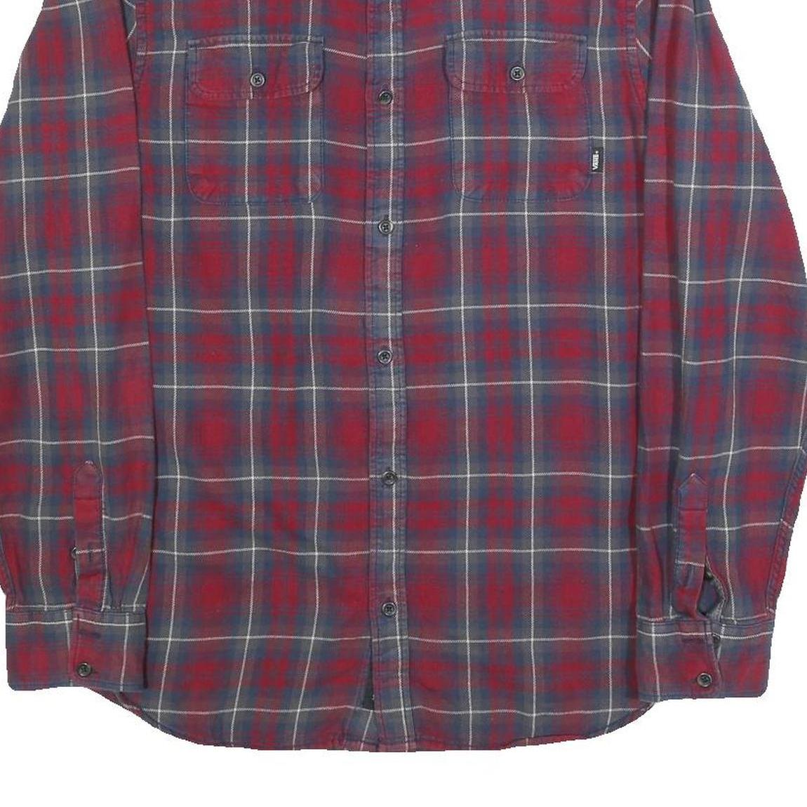 VANS Mens Red & Blue Check Shirt M Casual Button Up Cotton Long Sleeve