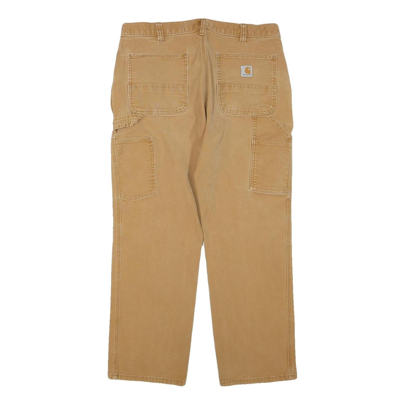 CARHARTT Mens Cotton Blend Beige Regular Fit Straight Leg Trousers W36 L27