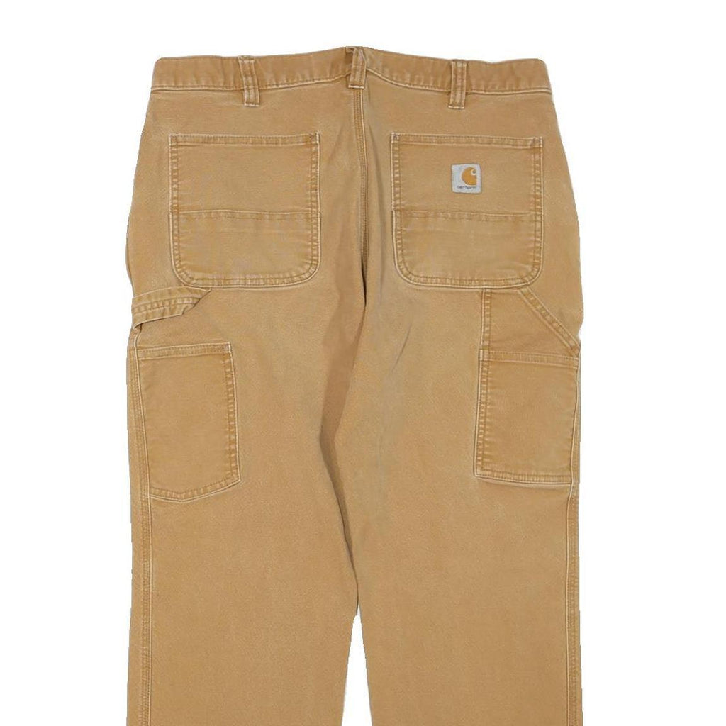 CARHARTT Mens Cotton Blend Beige Regular Fit Straight Leg Trousers W36 L27