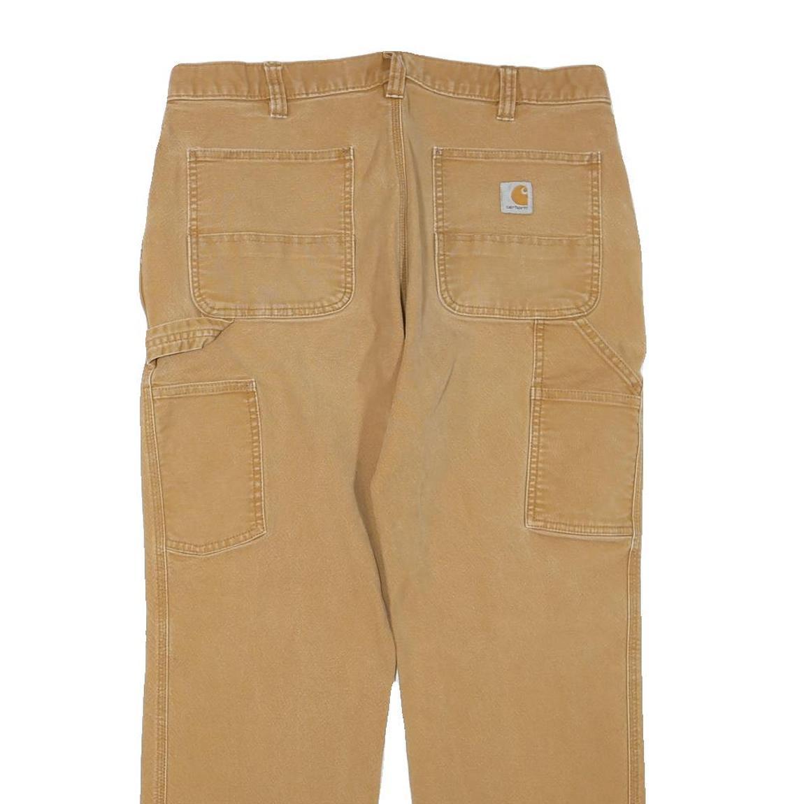CARHARTT Mens Cotton Blend Beige Regular Fit Straight Leg Trousers W36 L27