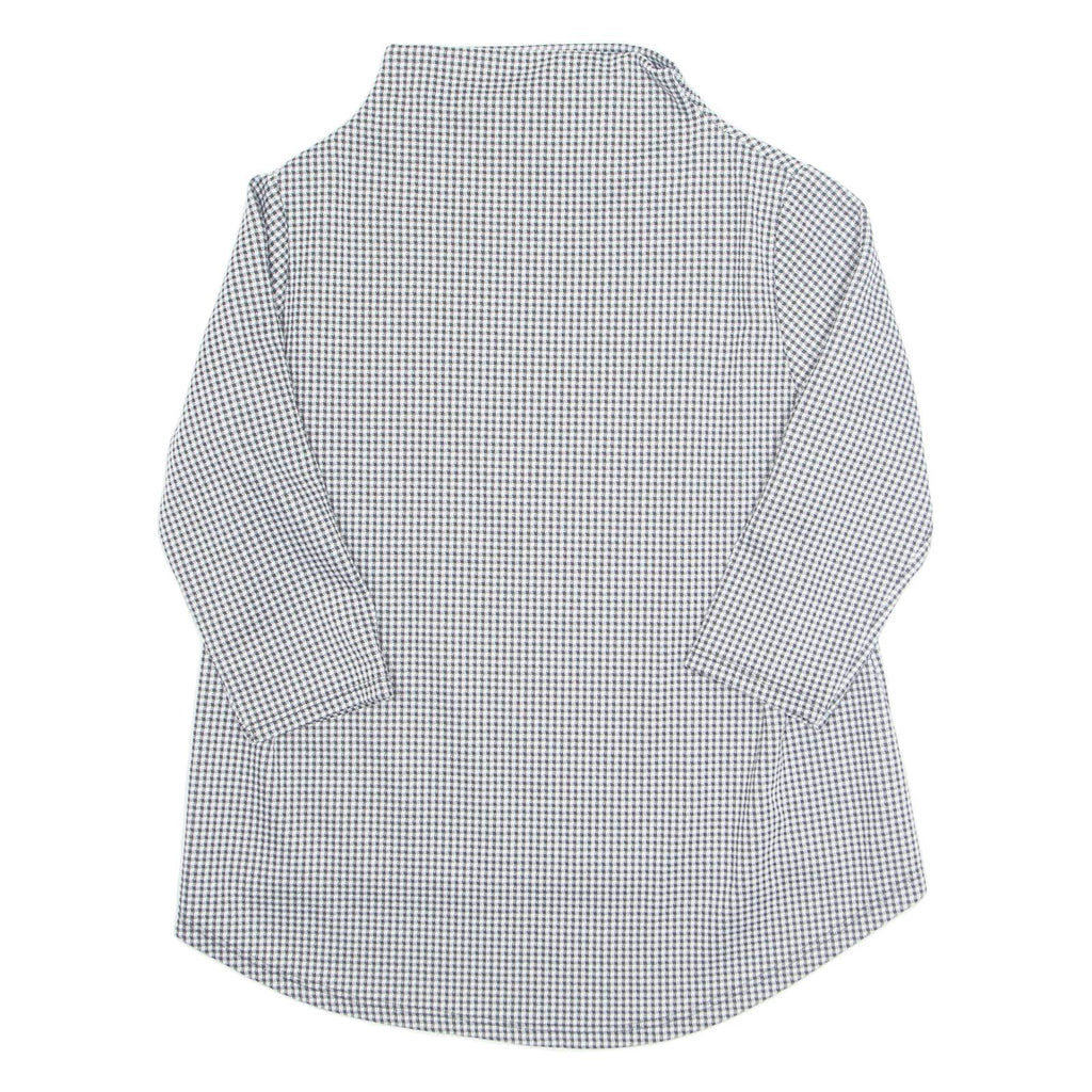 Womens Printed Top Black High Neck 3/4 Sleeve Gingham S