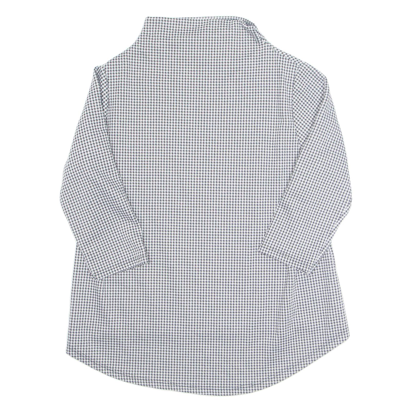 Womens Printed Top Black High Neck 3/4 Sleeve Gingham S