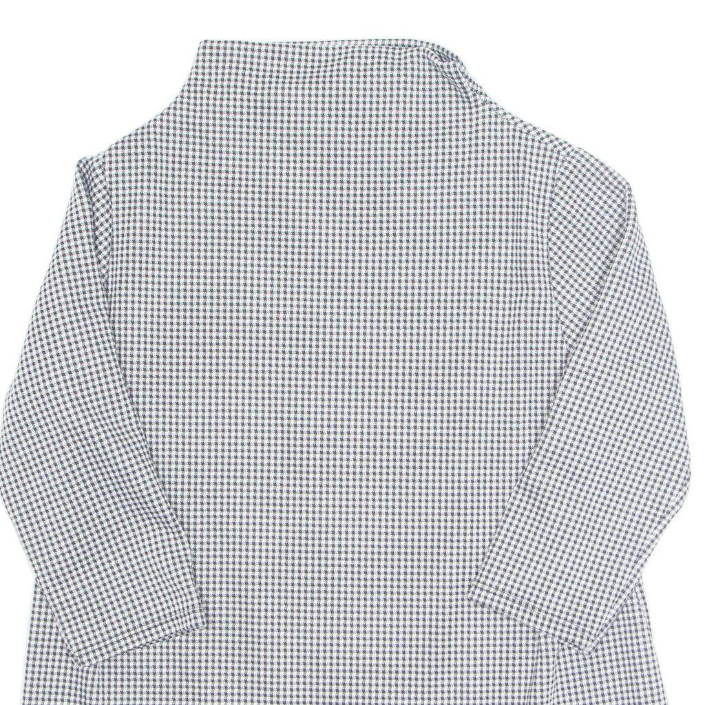 Womens Printed Top Black High Neck 3/4 Sleeve Gingham S
