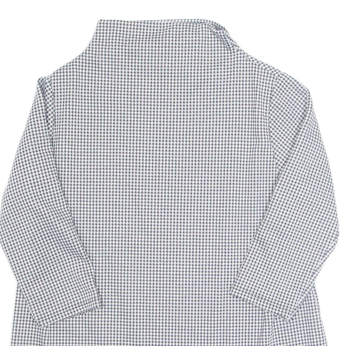 Womens Printed Top Black High Neck 3/4 Sleeve Gingham S
