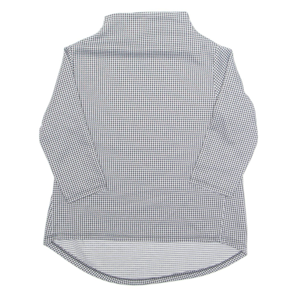 Womens Printed Top Black High Neck 3/4 Sleeve Gingham S